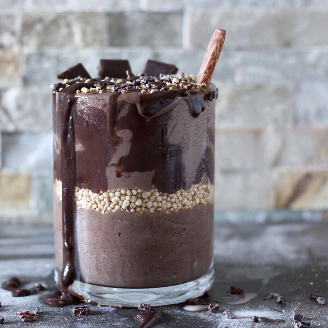 Chocolate Protein Shake Topped Off with Chocolate