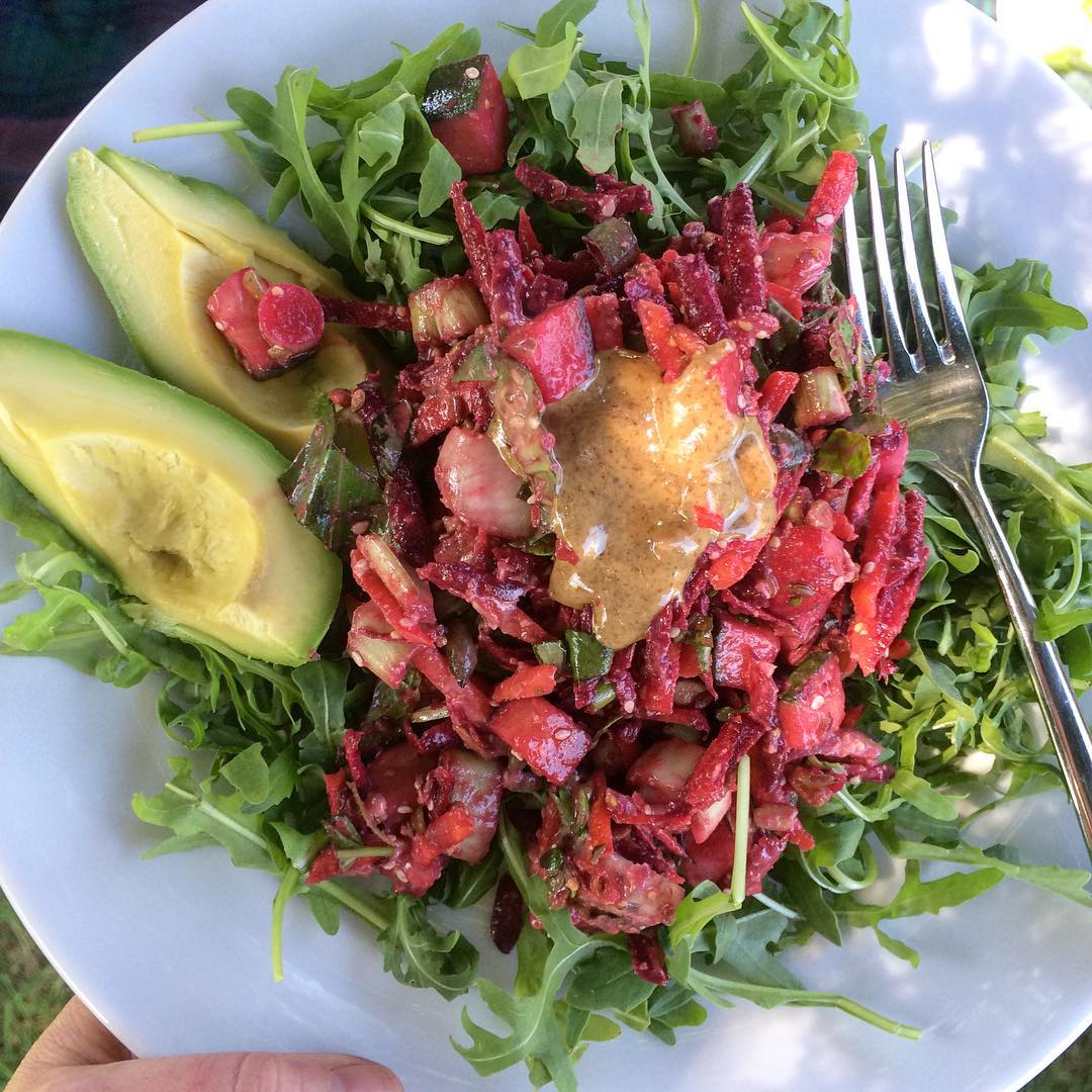 Crunchy Salad with Rocket and Avocado and Extra Almond Butter