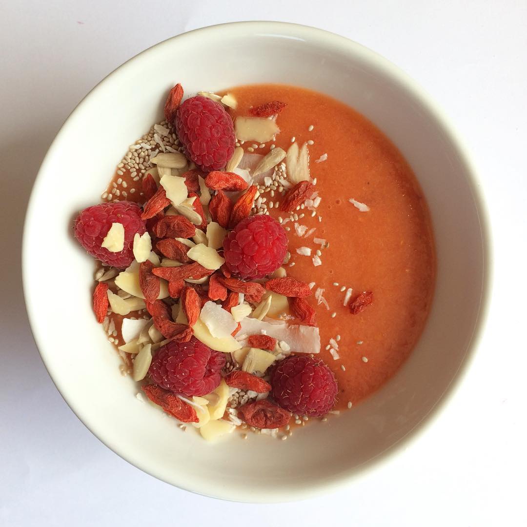 Mango Banana Smoothie with Nutty Toppings