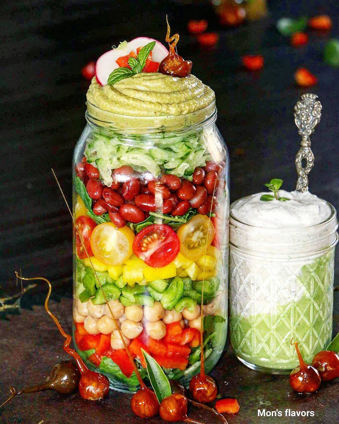 Colorful Vegan Salad Jar with Indian Flavors