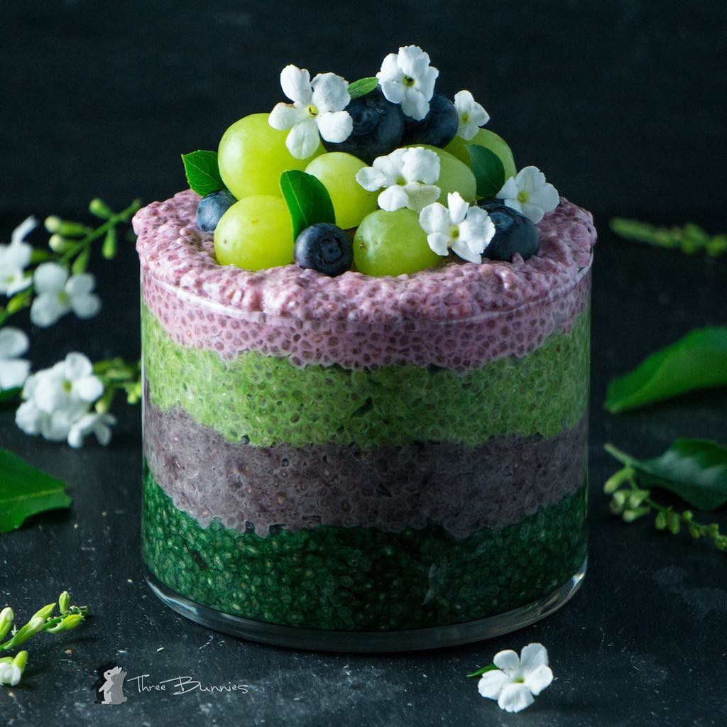 Rainbow Chia Pudding with Fruits