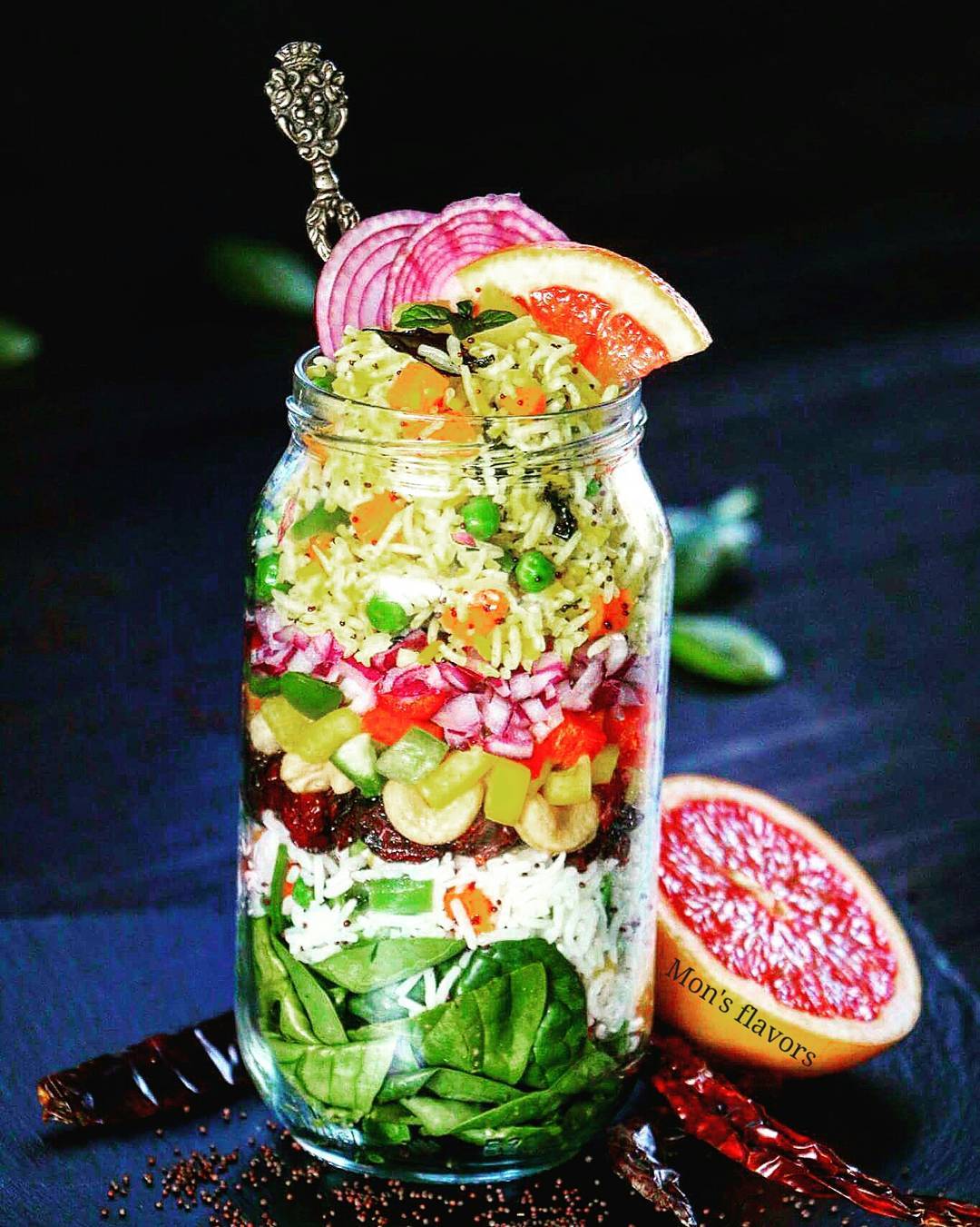 Indian Flavored Salad Jar with Vegetables