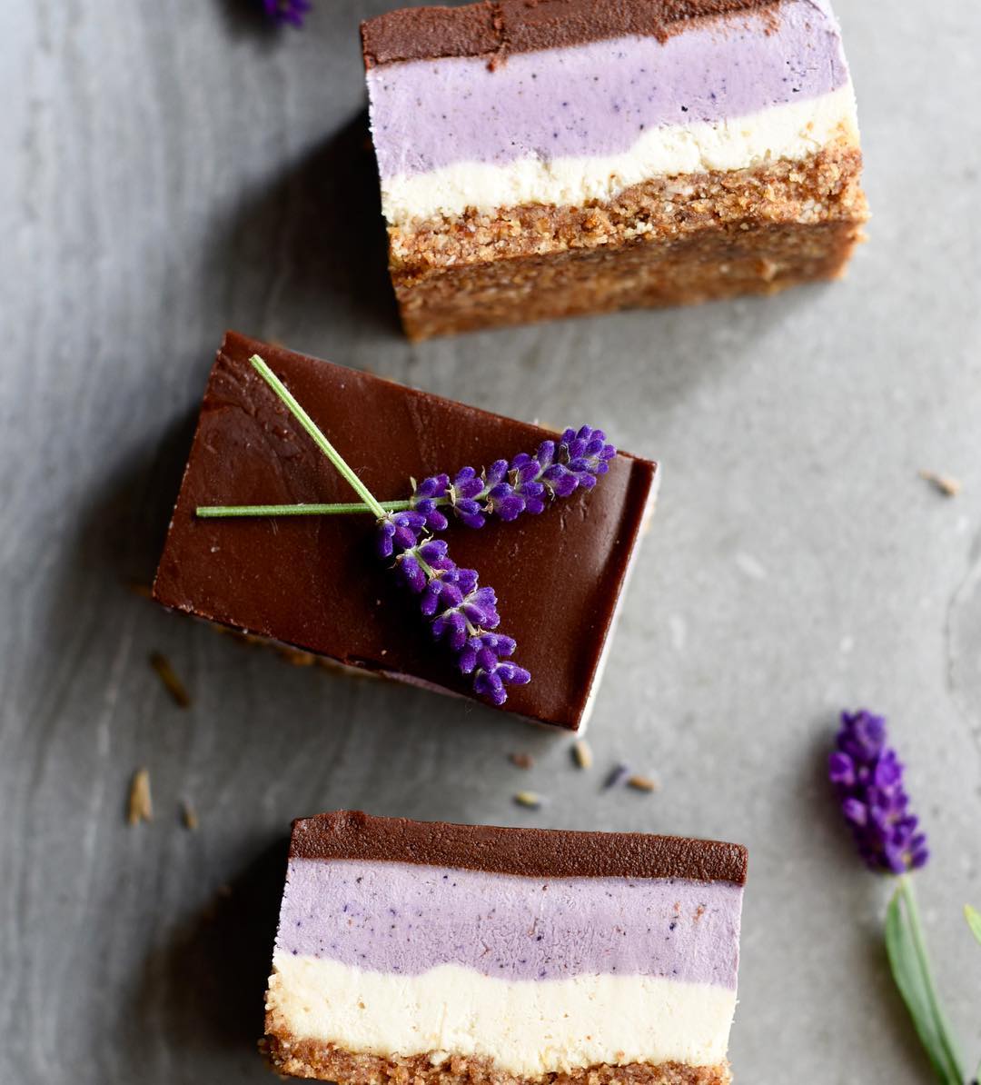 Blueberry Lavender & Vanilla Vegan Cheesecake Squares