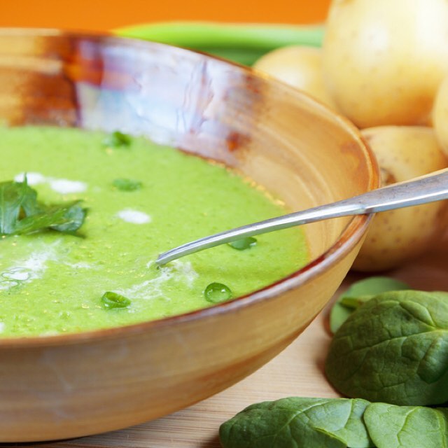 Creamy Potato, Spinach & Lime Soup