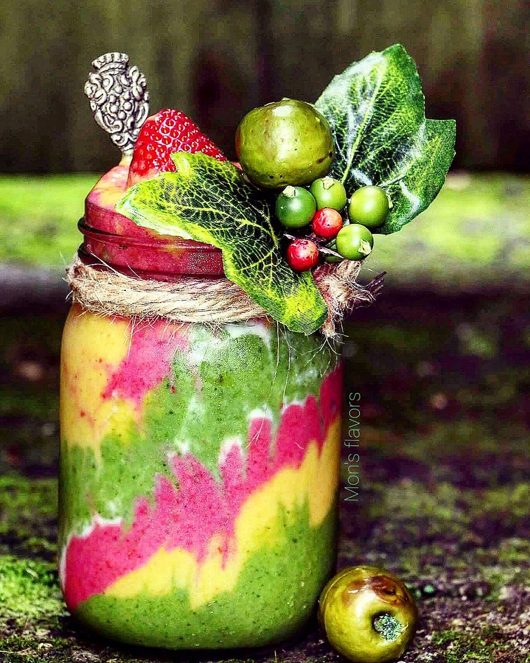 Vibrant Layered Fruit and Vegetable Smoothie