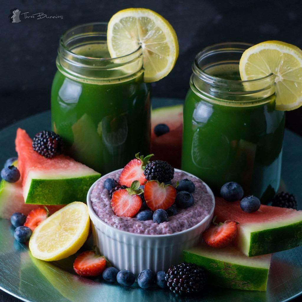Nutrient Packed Green Juice and Beet Chia Pudding