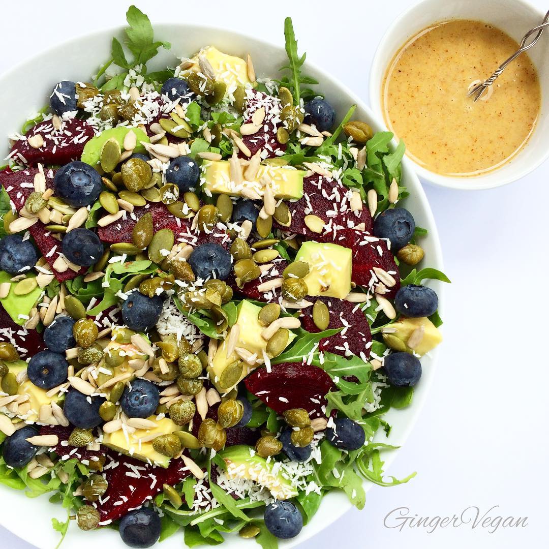 Athletic Salad with Greens and Almond Dressing