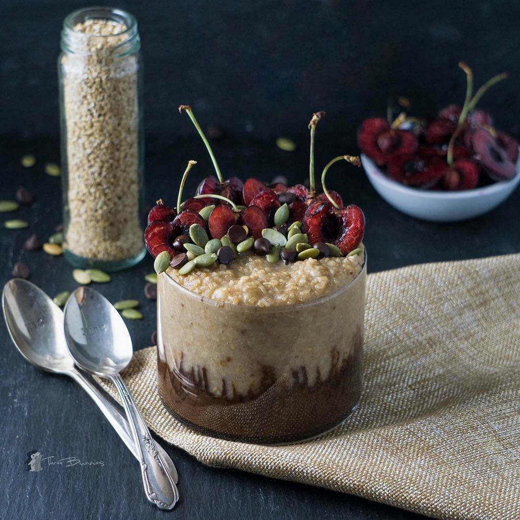 Our Cinnamon-Maple Steel Cut Oats with Dark Chocolate and Cherries