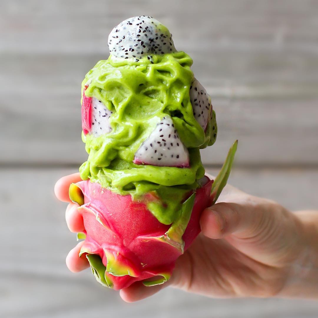 Dragon Fruit Cone with Spinach Turmeric Nicecream