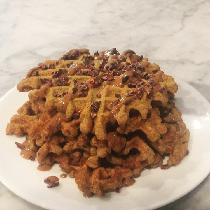 Pumpkin Salted Caramel Protein Waffles