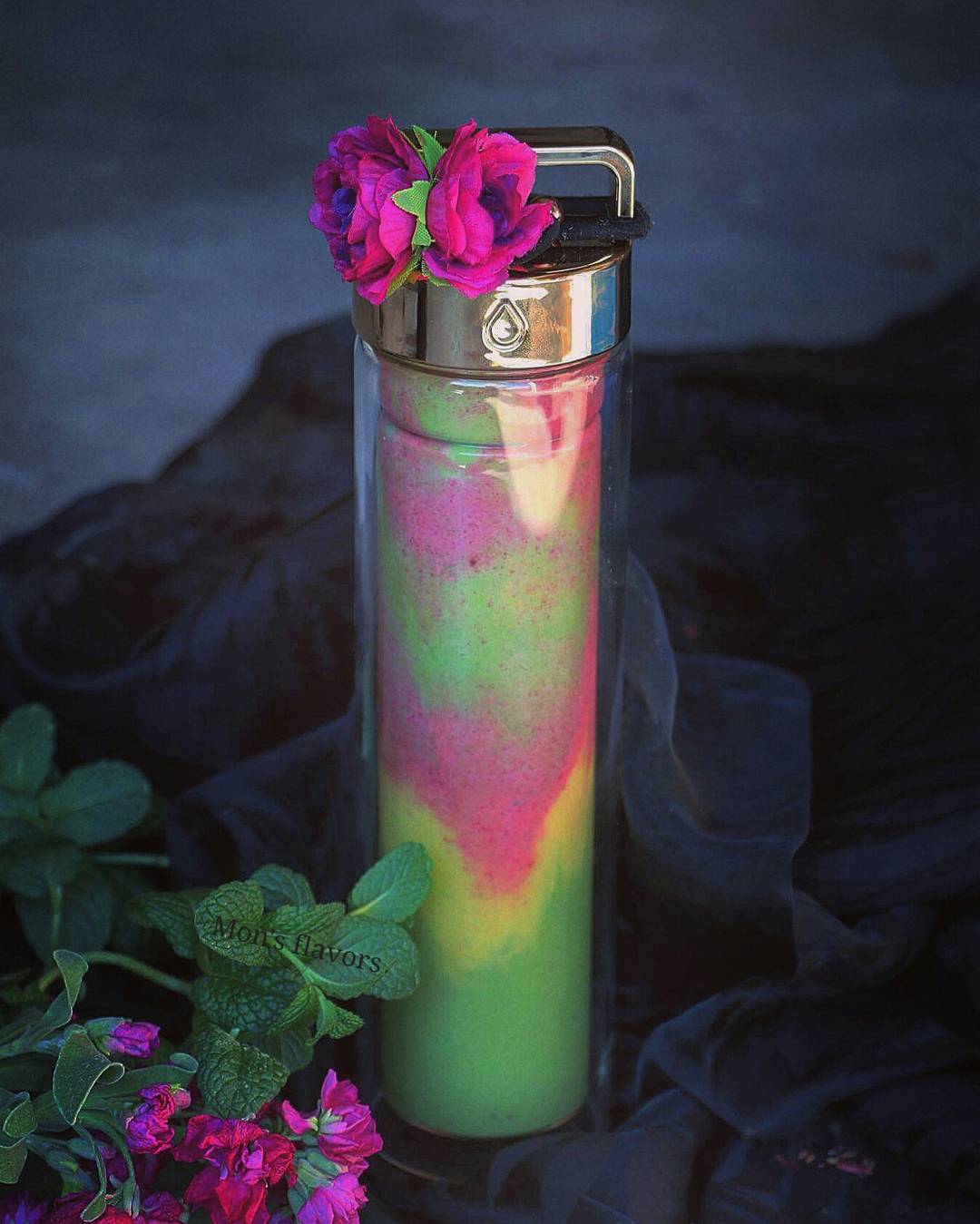 Rainbow Layered Smoothie in Bottle