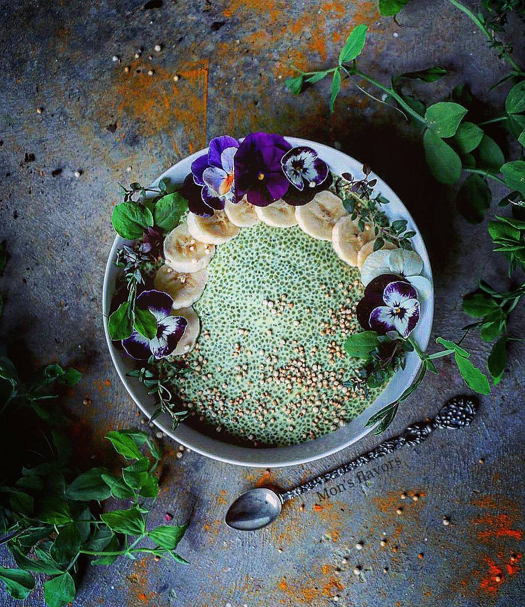 Healthy Chia Pudding with Banana and Spirulina