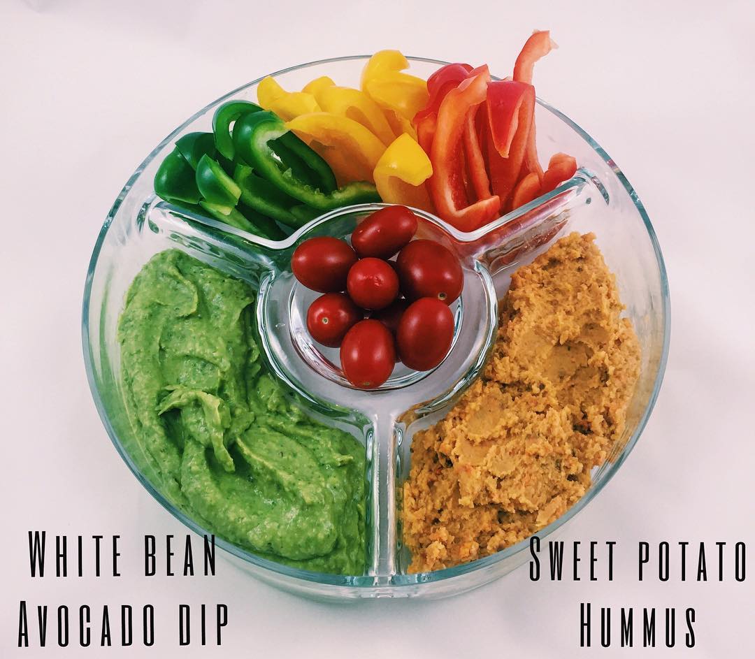White Bean Avocado and Sweet Potato Hummus Dips
