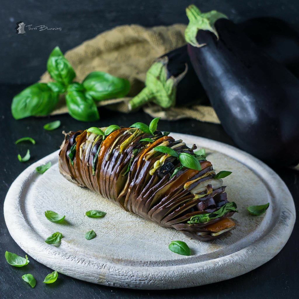 Fully Loaded Hassleback Eggplants