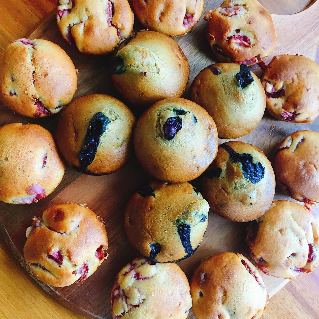 Strawberry ? Banana &Banana ? Blueberry Muffins