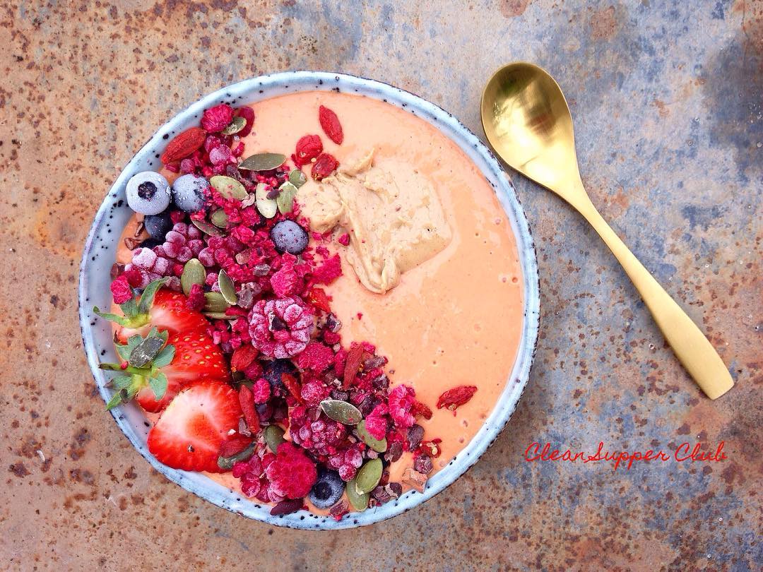 Strawberry Powered Immune Boosting Smoothie Bowl