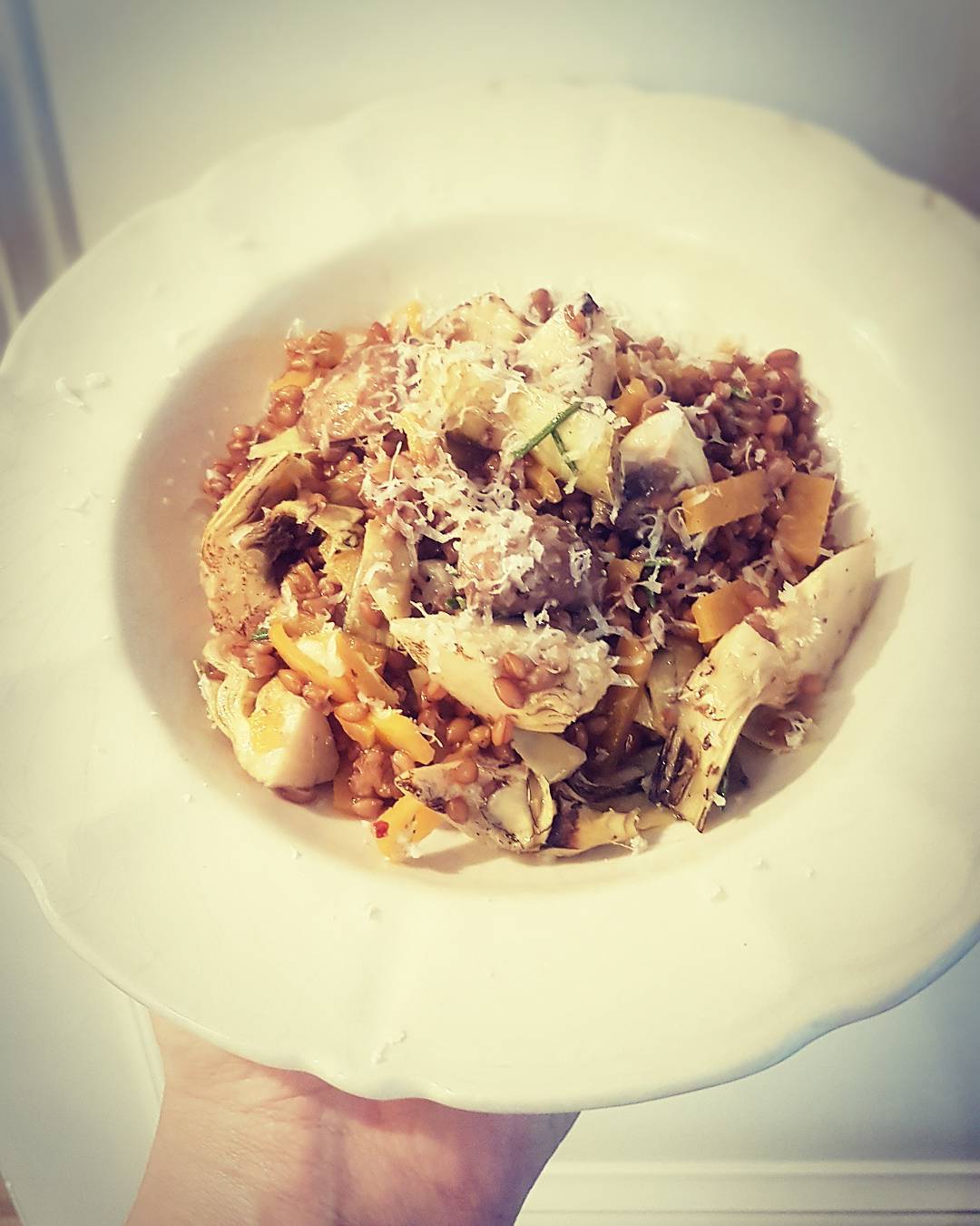 Bowl with Squash, Artichokes, Chestnut Mushrooms and Rosemary