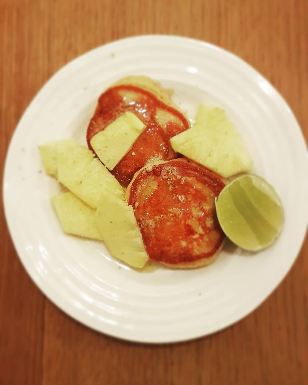 Spiced Coconut Protein Pancakes with Lime and Pineapple
