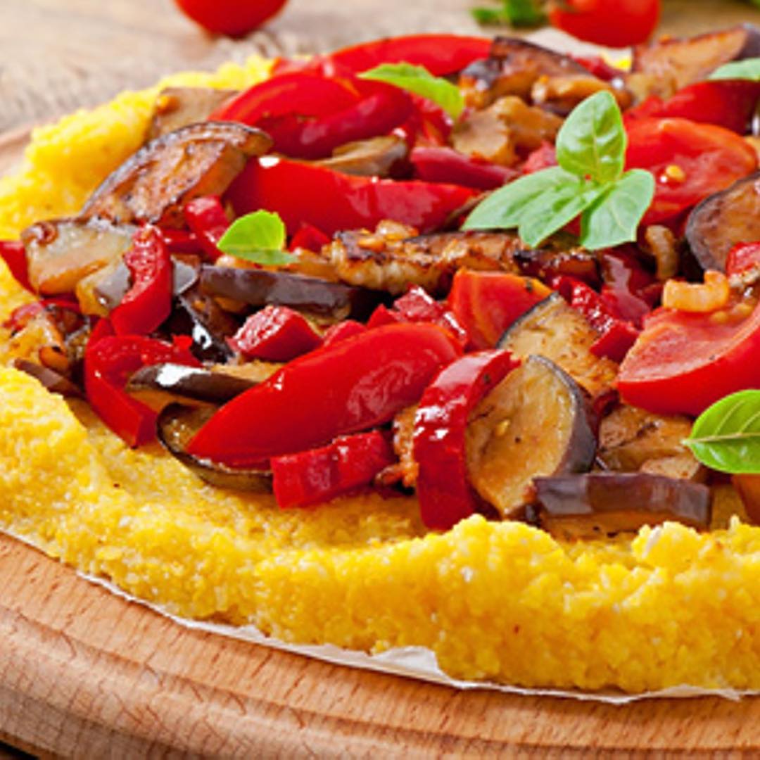 Mediterranean Polenta Pizza