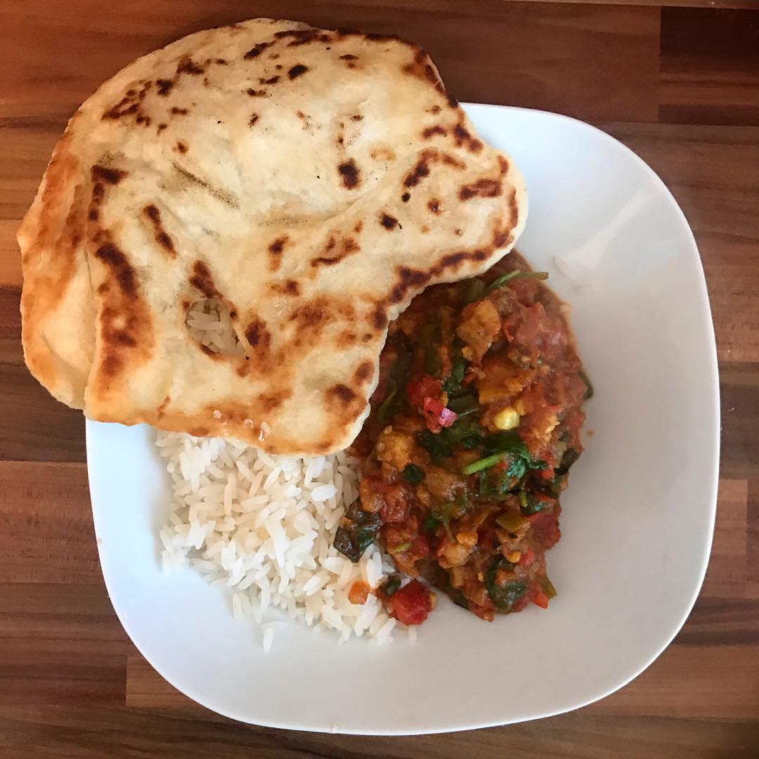 Burnt Aubergine and Spinach Curry