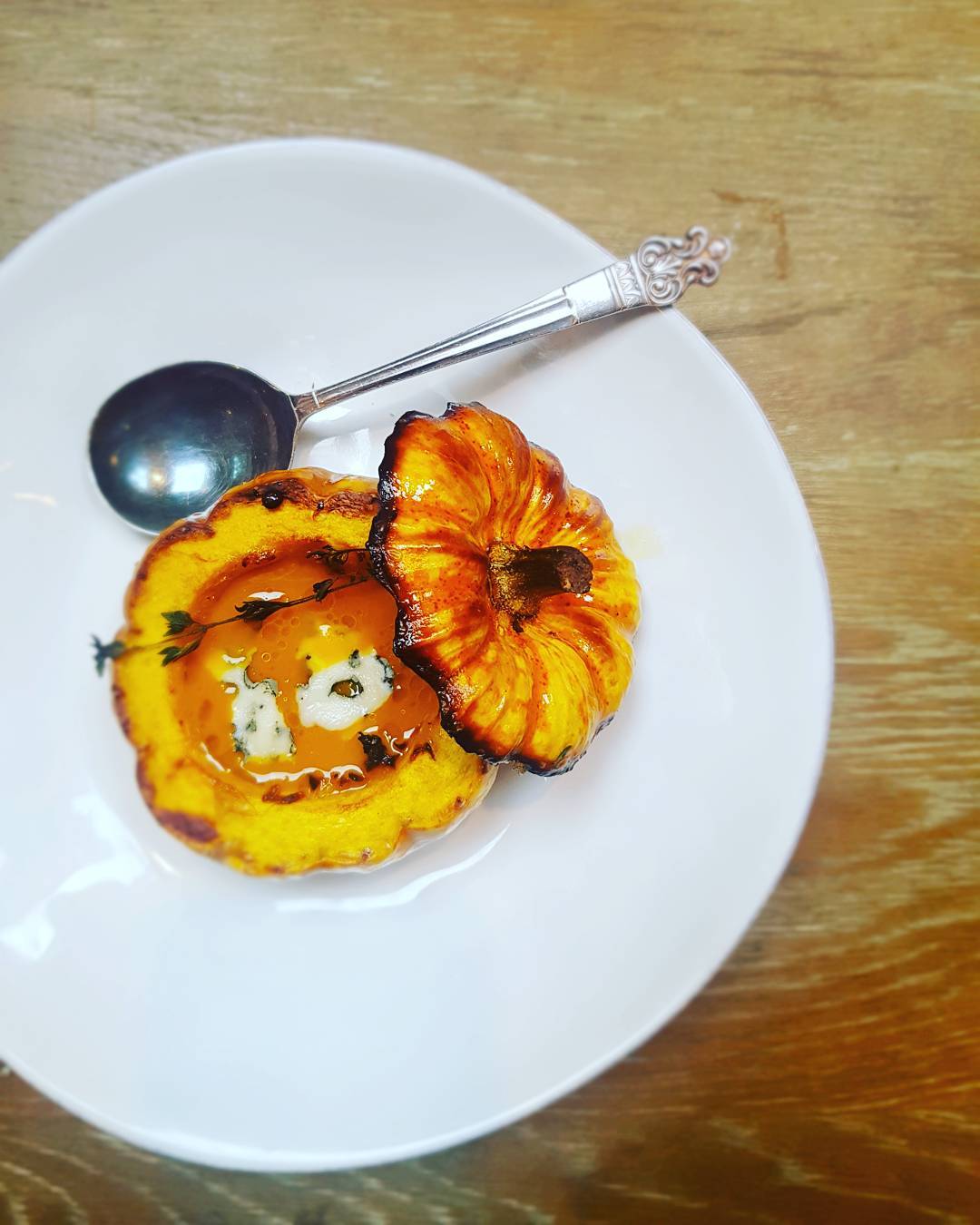 Baked Mini Pumpkin Soup with Cashel Blue Cheese