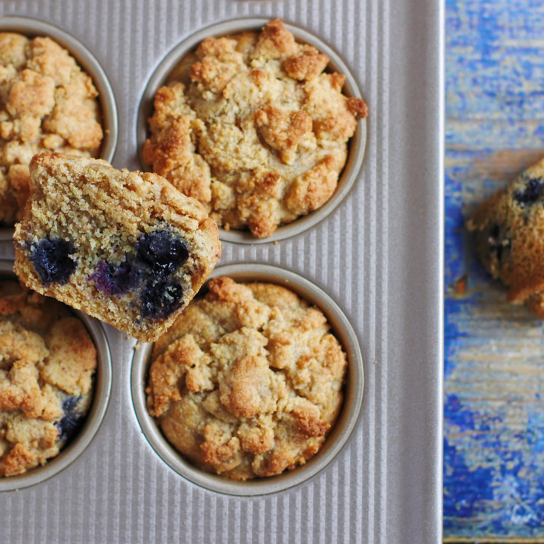 Blueberry Corn Coffee Cake Muffins