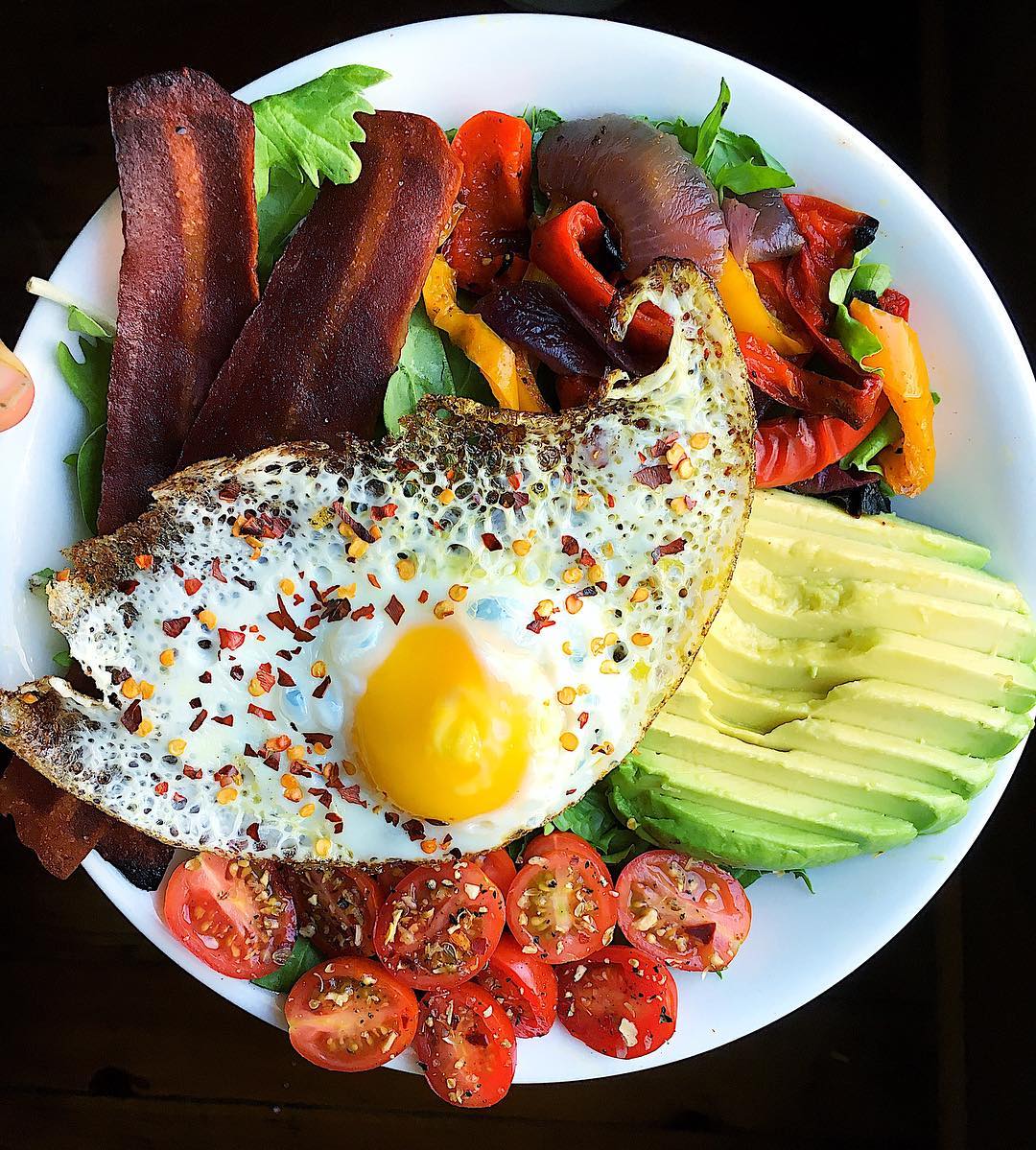 Fried Egg with Turkey Bacon and Avocado