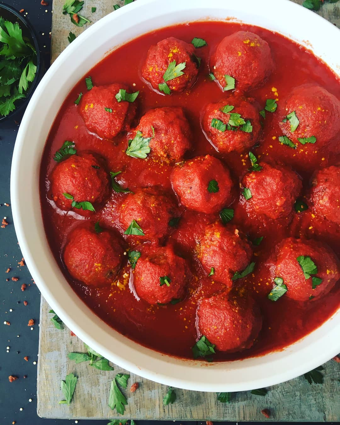 Vegan Black Bean Meatballs with Tomato Sauce