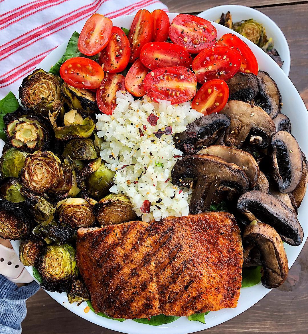 Crispy Salmon and Balsamic Brussels