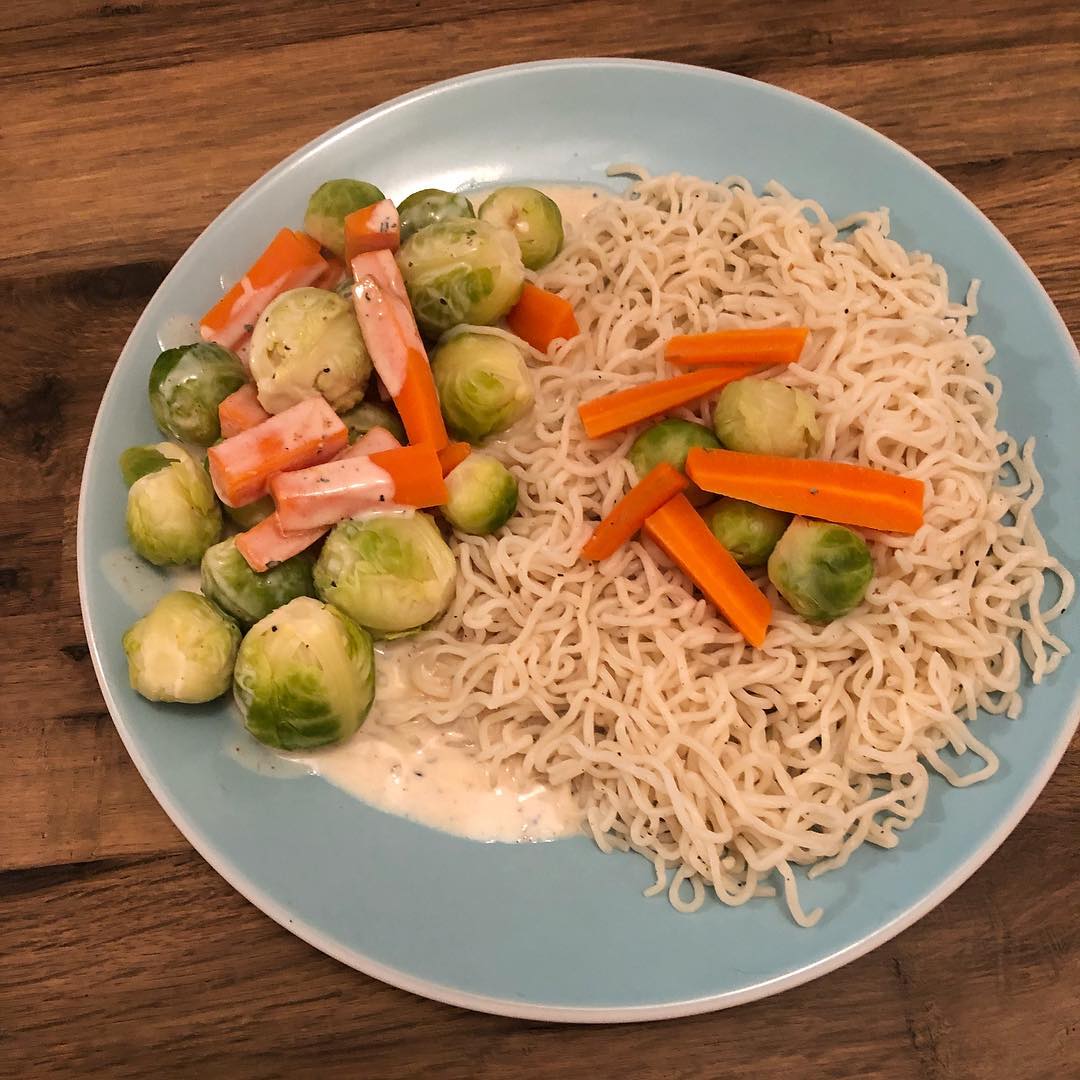 Creamy Brussels Sprouts with Carrots