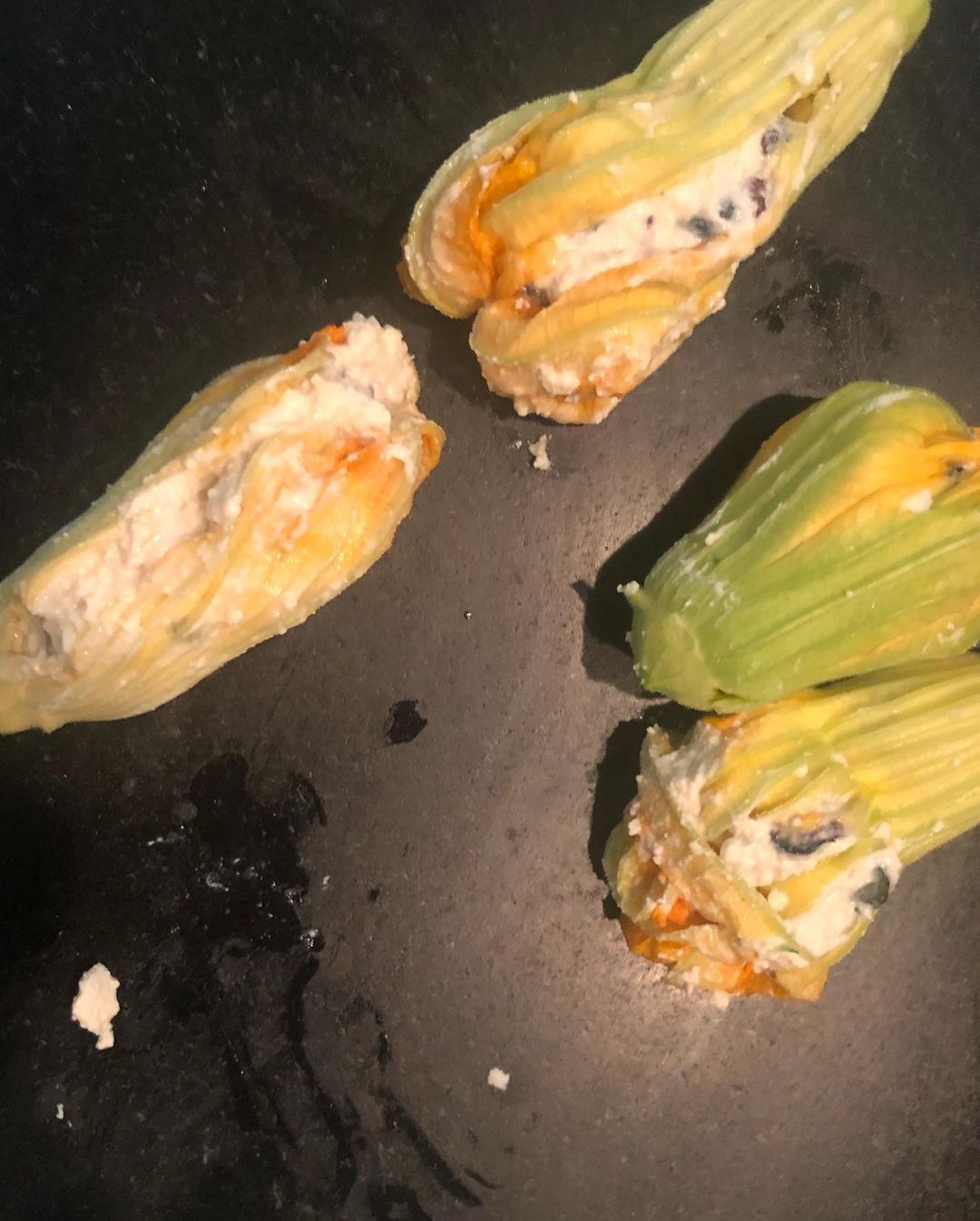 Pumpkin and Zucchini Blooms Stuffed with Tofu Ricotta