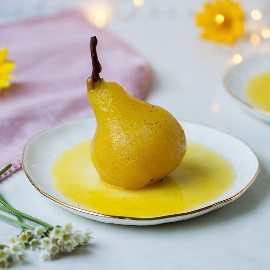 Easy Saffron Poached Pears Dessert