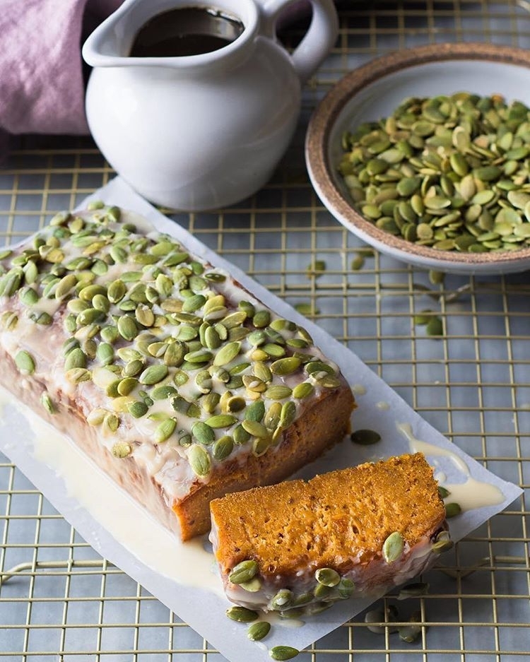 Pumpkin Bread with Maple Tahini Icing