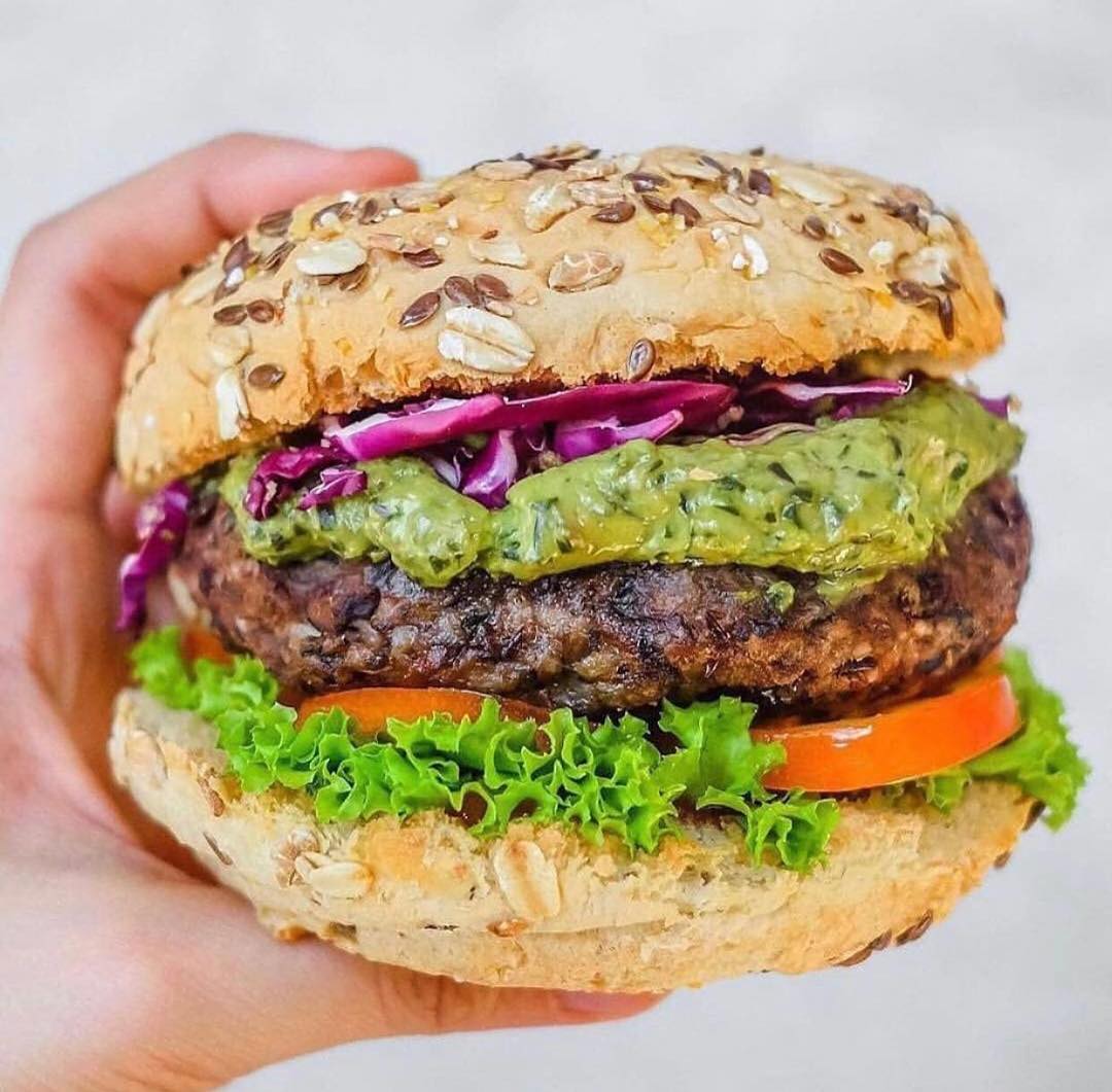 Black Bean Burger with Avocado Pesto