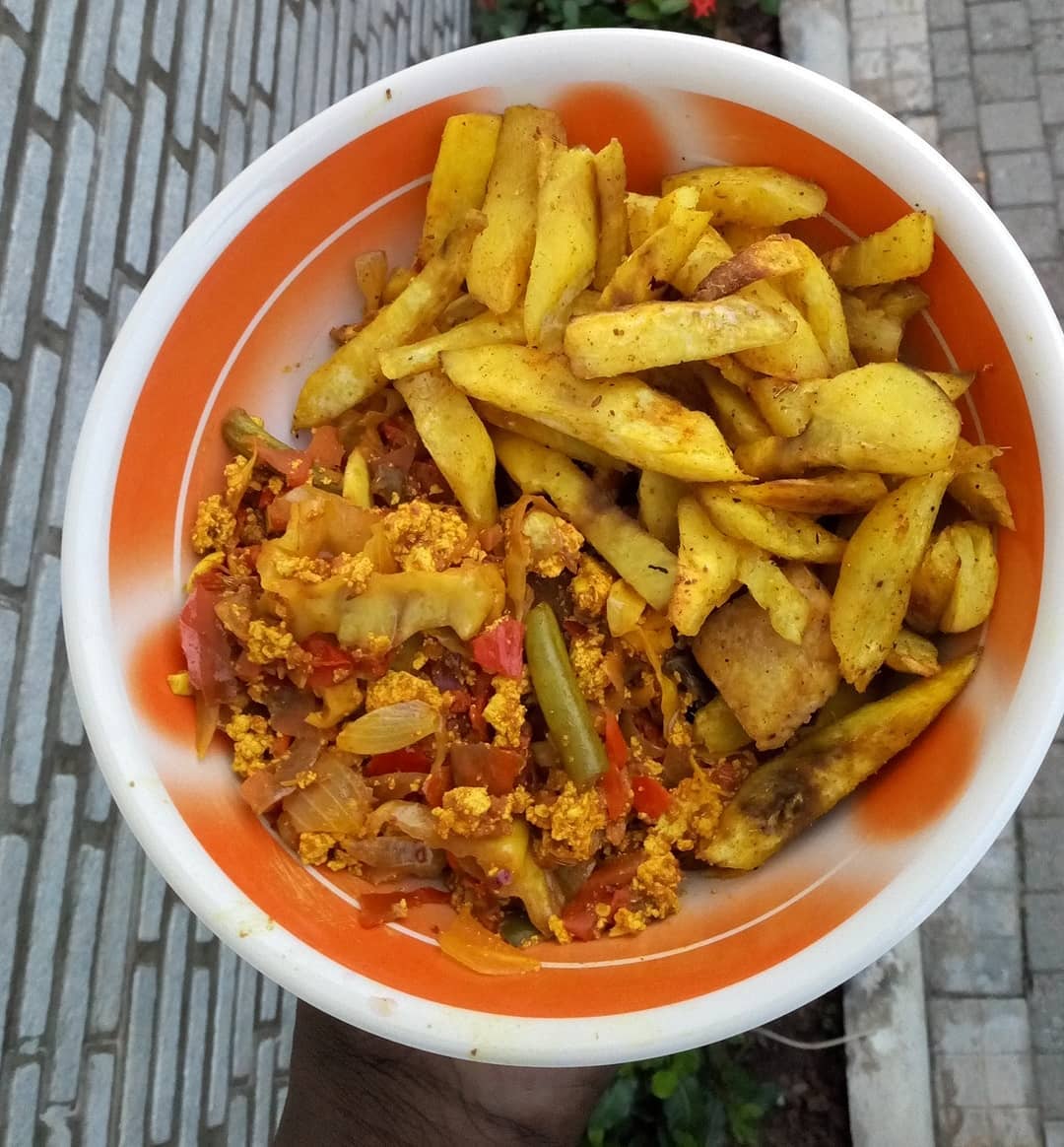 Oven Baked Sweet Potatoes Fries and Scrambled Tofu