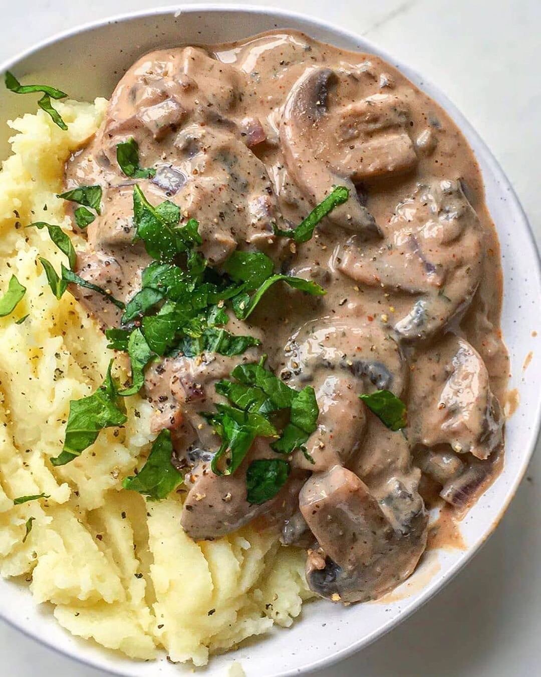 Comforting Mushroom Stroganoff with Fluffy Mashed Potato
