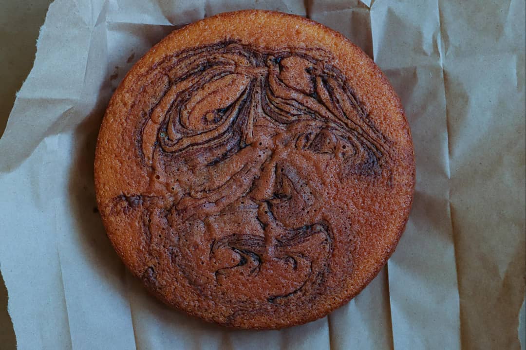 Yellow Cake with Chocolate Face