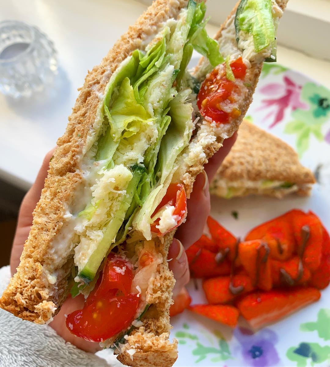 Healthy Packed Sandwich Lunch with Fruit