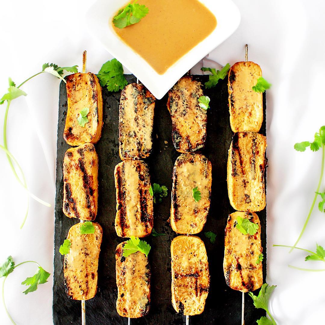 Grilled Peanut Coconut Satay Skewers