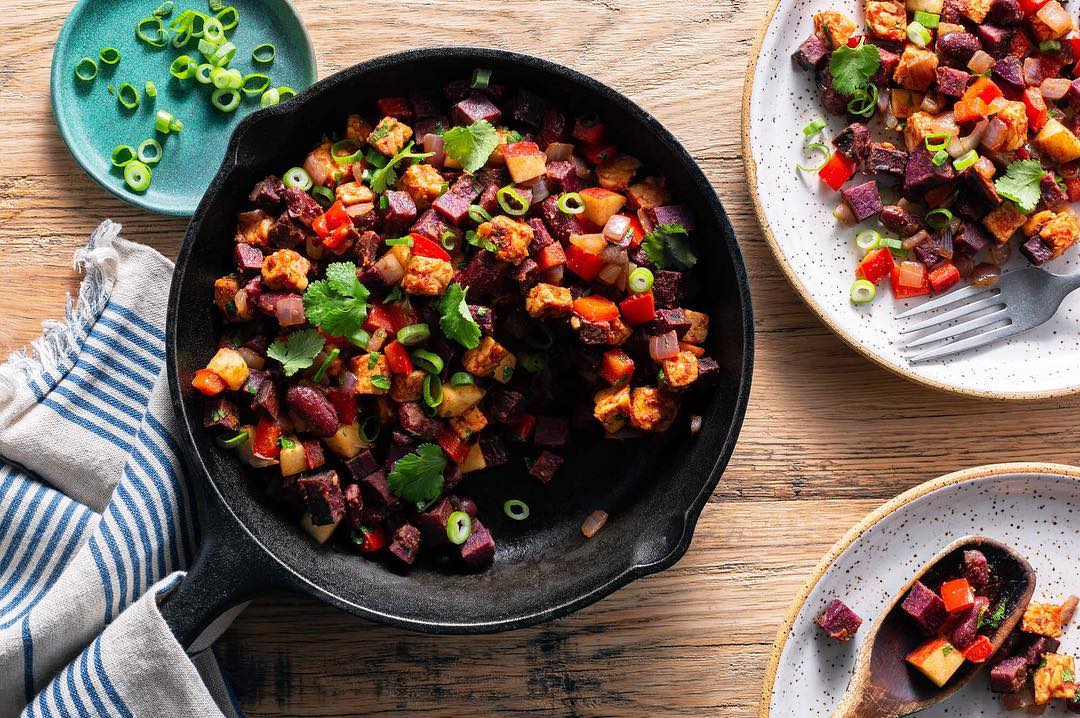 Spicy Chipotle Red Bean and Stokes Purple® Sweet Potato Hash