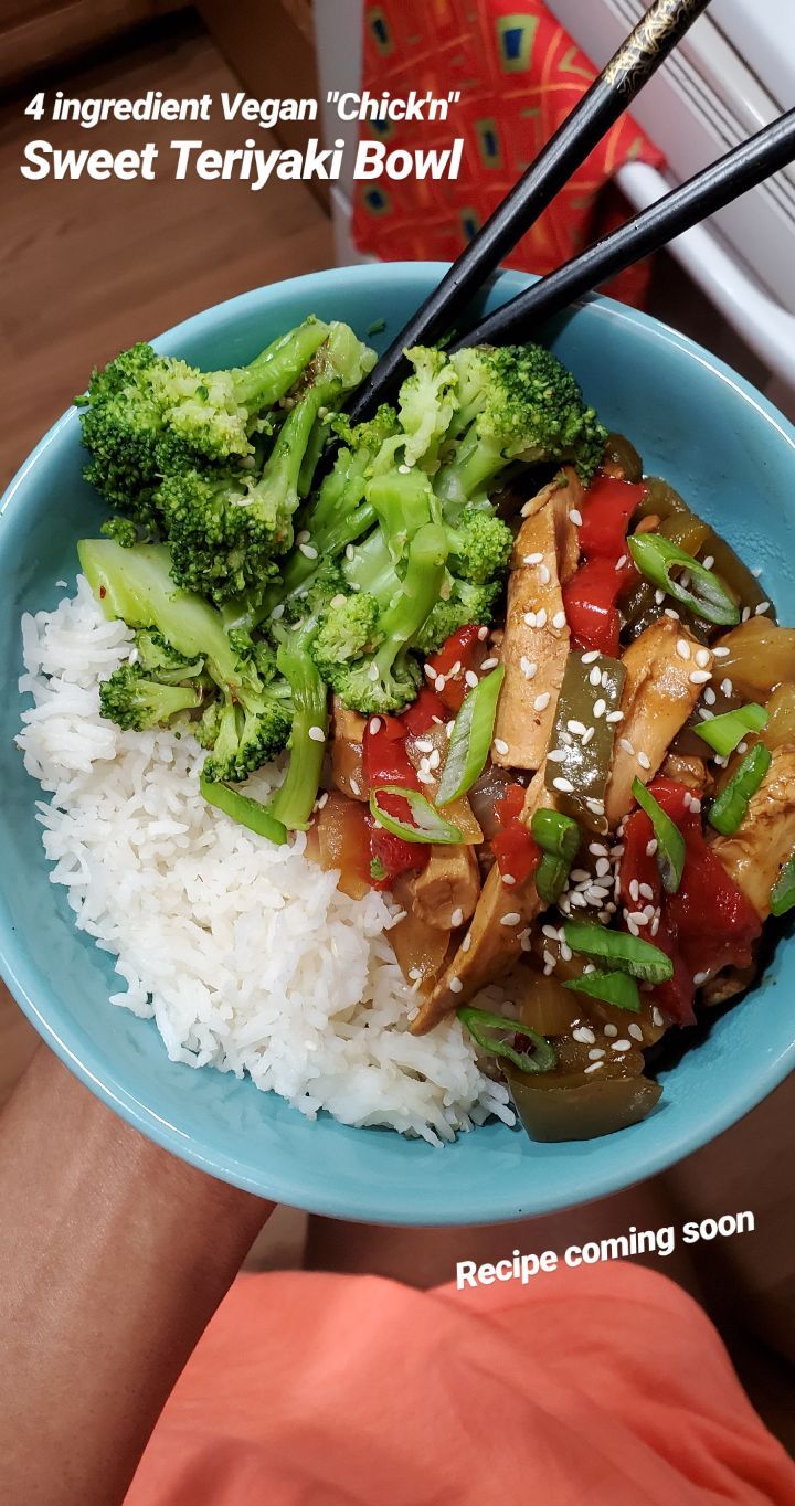 Simple 4-Ingredient Vegan Teriyaki Chick'n Dish