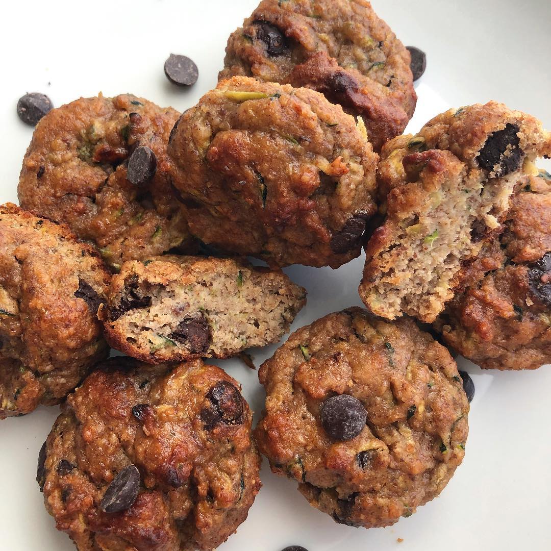 Zucchini Banana Chocolate Chip Muffin Bites