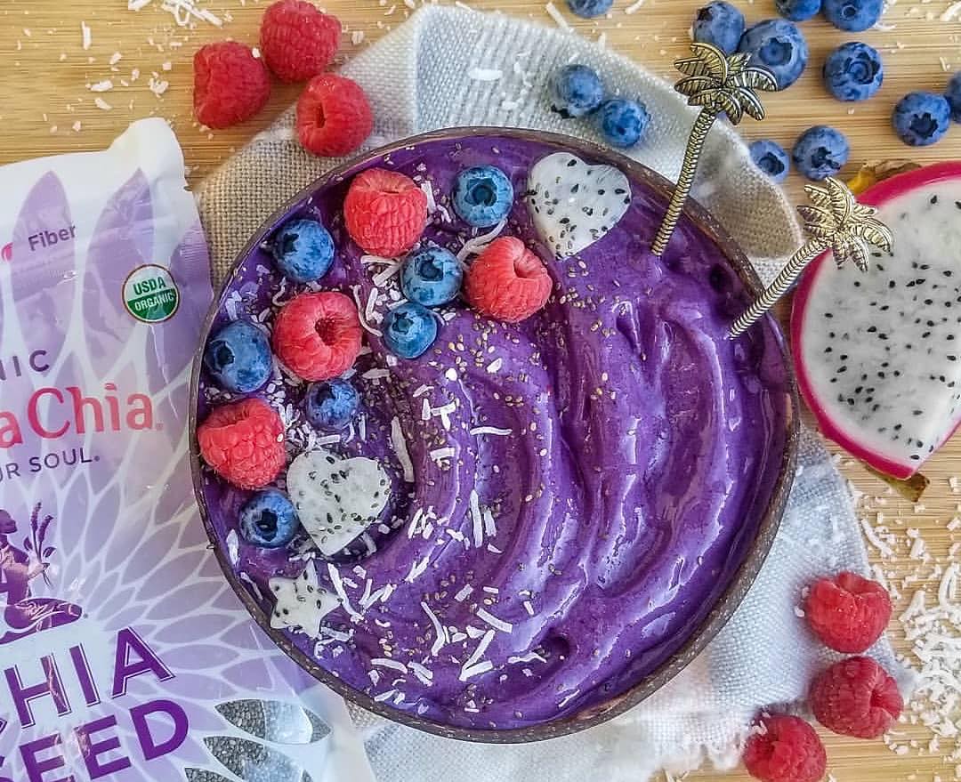 Mixed Berry Nice Cream with Blue Spirulina and Whey Protein