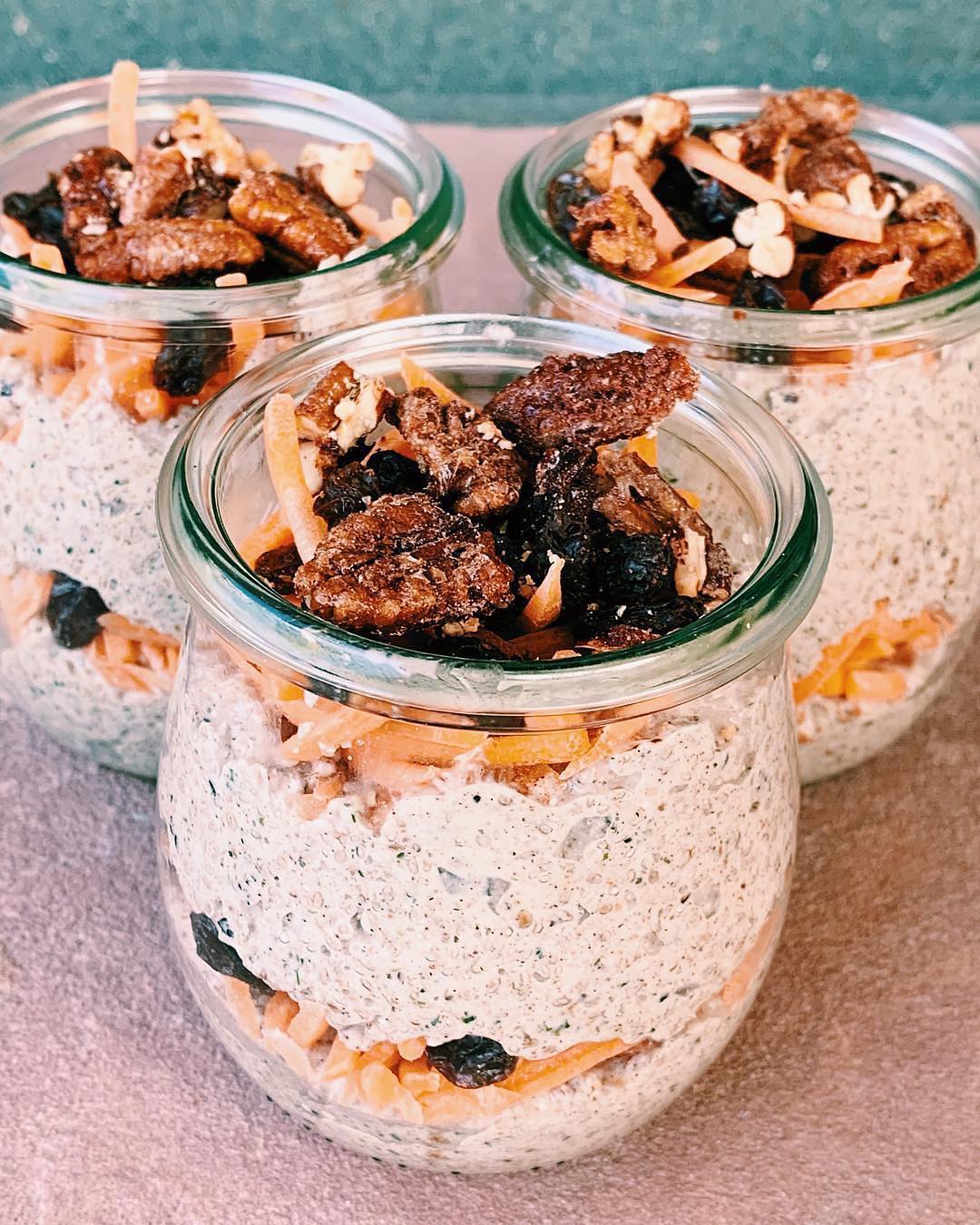 Carrot Cake Chia with Hemp Seed Pudding. Refined Sugar Free, and Vegan