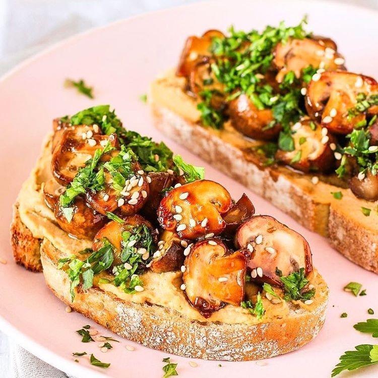 Mushroom Miso Hummus Toast