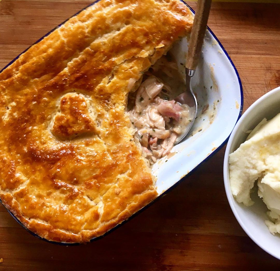 Roast Chicken, Bacon & Mushroom Pie with Suet Crust