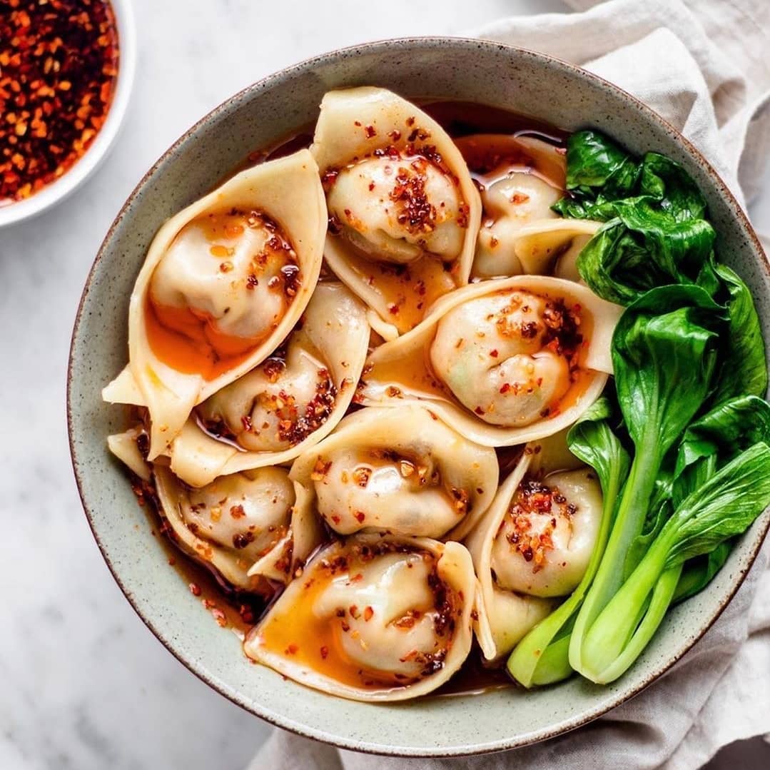 Sichuan Spicy Wontons in Sichuan Garlic Chilli Oil