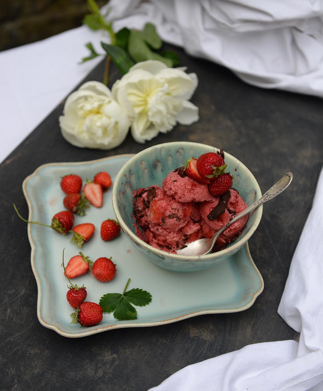 Strawberry Tiger Nut Ice Cream with Dark Chocolate Layers