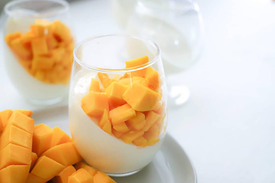 Yogurt Panna Cotta with Fresh Mango