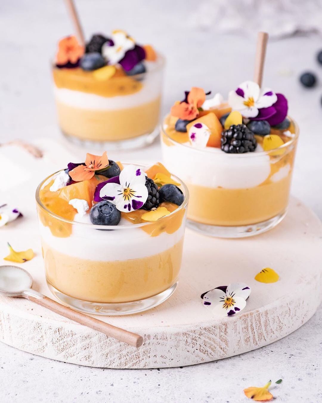 Mango & Vanilla Panna Cotta with Passion Fruit Coulis